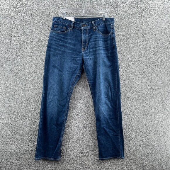 Banana Republic Jeans Mens 34 X 32 Straight Leg Blue Stretch 5-Pocket - Picture 1 of 11